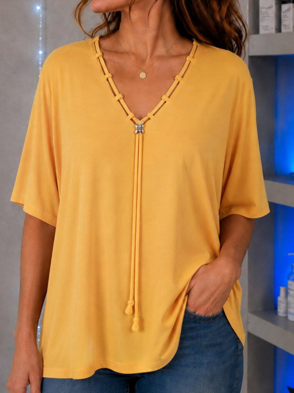 Ingrid Moda Women’s Blouses XXL – Flambeur Crepe Yellow